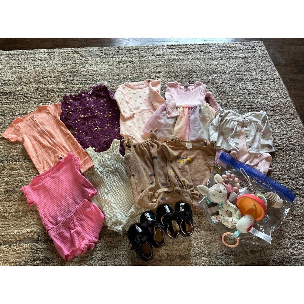 Infant Baby Girl Summer Bundle with Shoes, Plush Rylee + Cru, Grayson Mini NB-3M